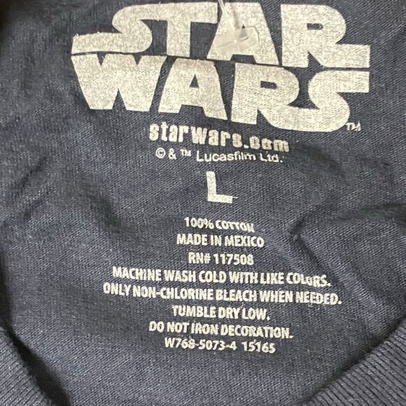 Disney Star Wars T-Shirt Mens L Blue Graphic Print Darth Vader Cotton Red Logo - Picture 4 of 8